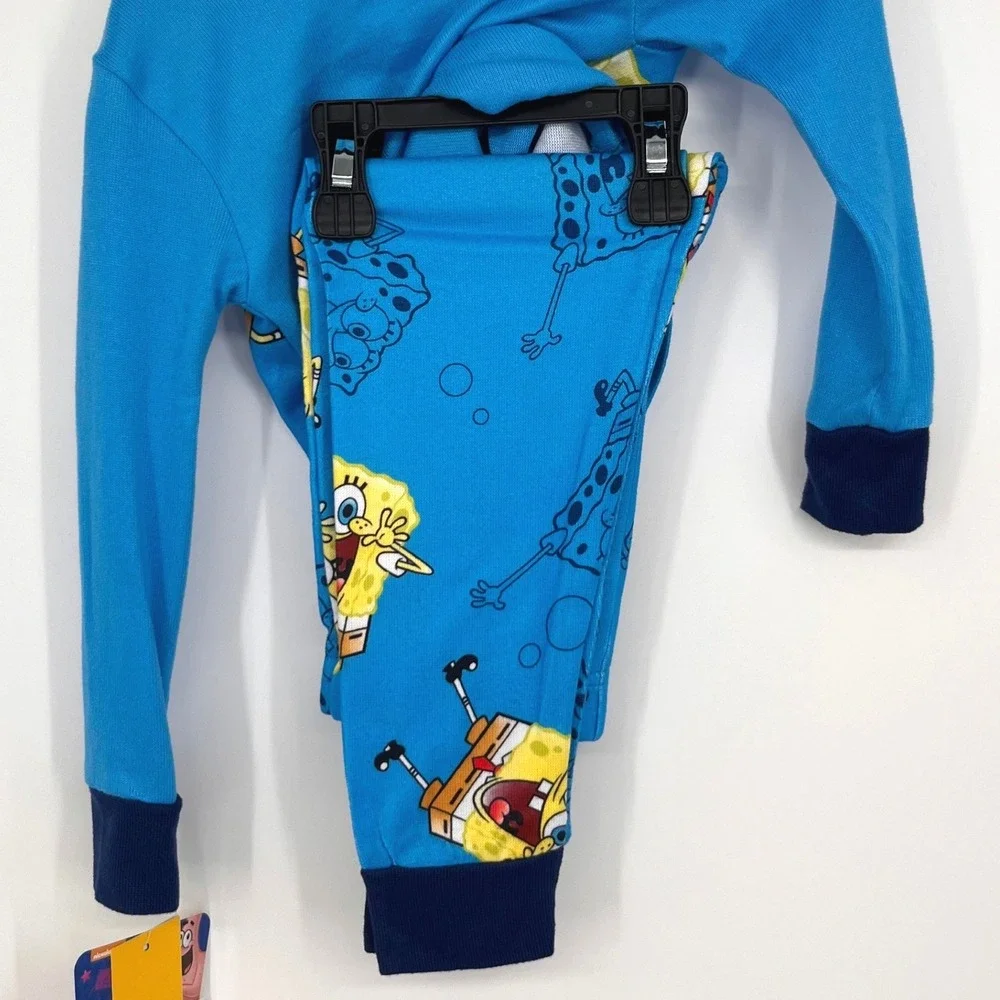 NWT Spongebob Squarepants Boys Pajamas Set Size 4 Blue Long Sleeve Cartoon Gift‎